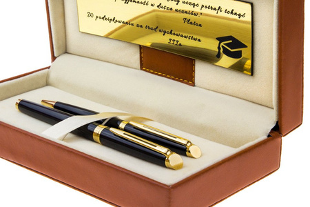 Pióro wieczne i długopis Hemisphere GT czarny z GRAWEREM