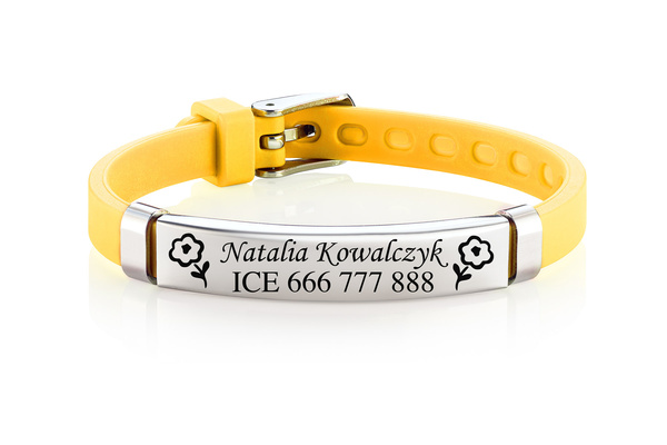 Bransoletka ICE dla Dziecka Żółta z GRAWEREM ID