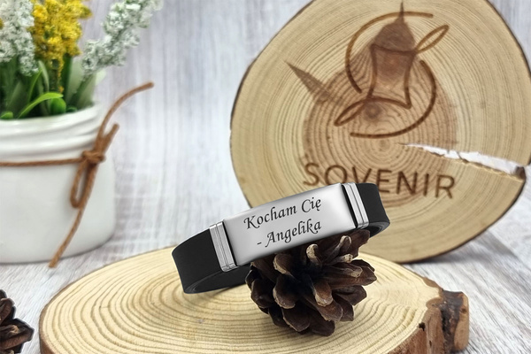 Bransoletka męska 316L Kauczuk z GRAWEREM K1