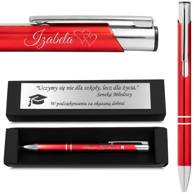 Długopis z Grawerem GRATIS na Prezent Metal Red