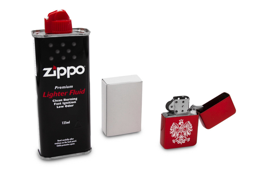 Zapalniczka Benzynowa czerwona z GRAWEREM + Zippo